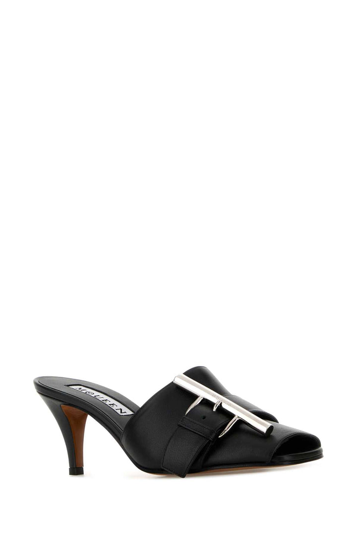 Alexander Mcqueen Women Black Leather Mules