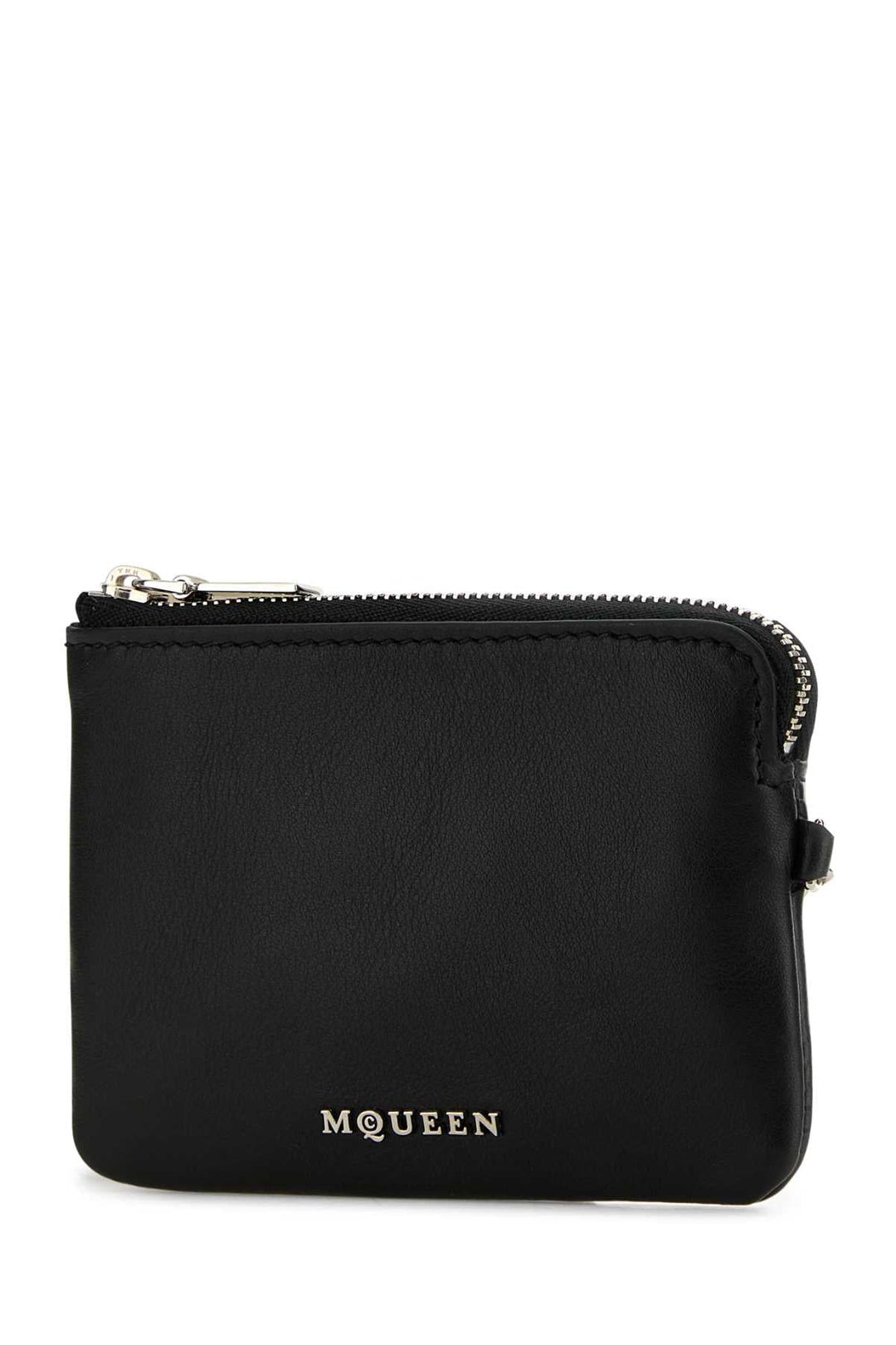 Alexander Mcqueen Women Black Leather Sling Card Holder