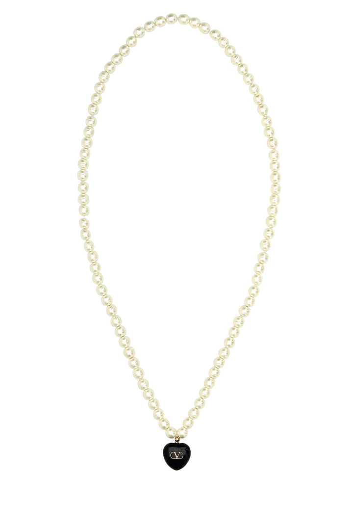 Valentino Garavani Women Ivory Pearls Coeur Royal Necklace