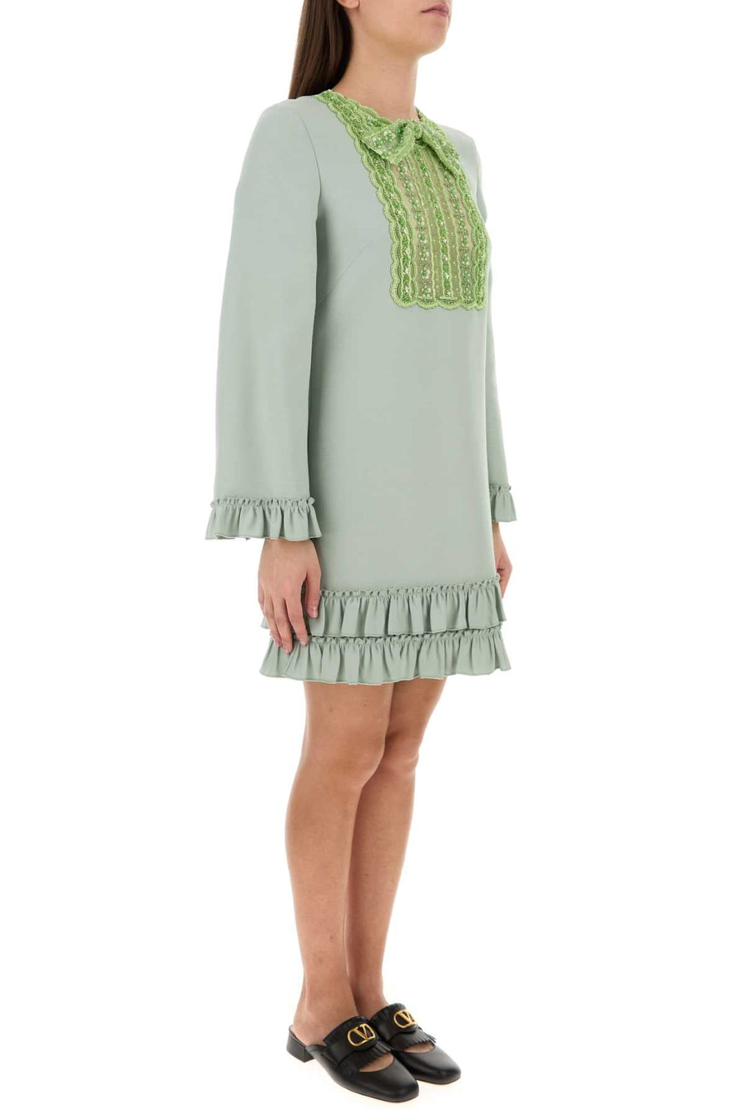Valentino Garavani Women Mint Green Wool Blend Mini Dress
