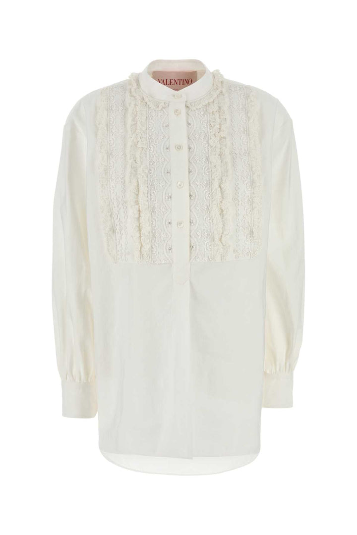 Valentino Garavani Women White Cotton Blend Blouse