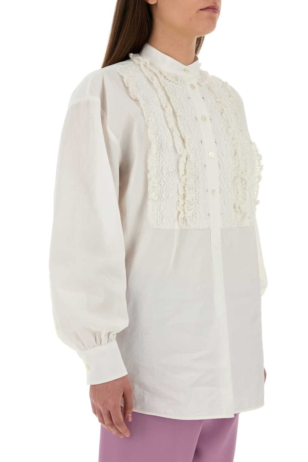 Valentino Garavani Women White Cotton Blend Blouse