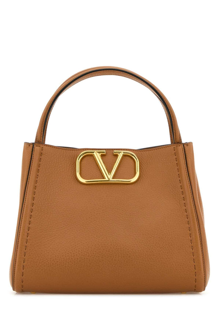 Valentino Garavani Women Camel Leather Medium Alltime Handbag