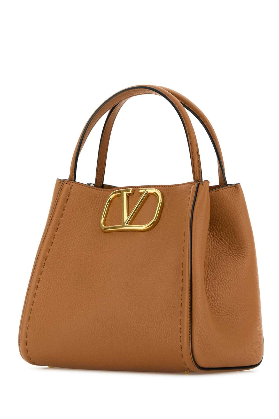 Valentino Garavani Women Camel Leather Medium Alltime Handbag