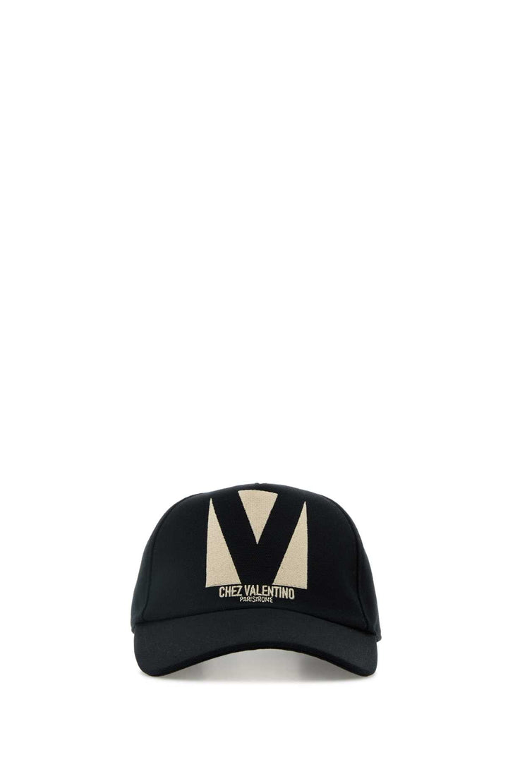 Valentino Garavani Women Black Cotton Baseball Cap