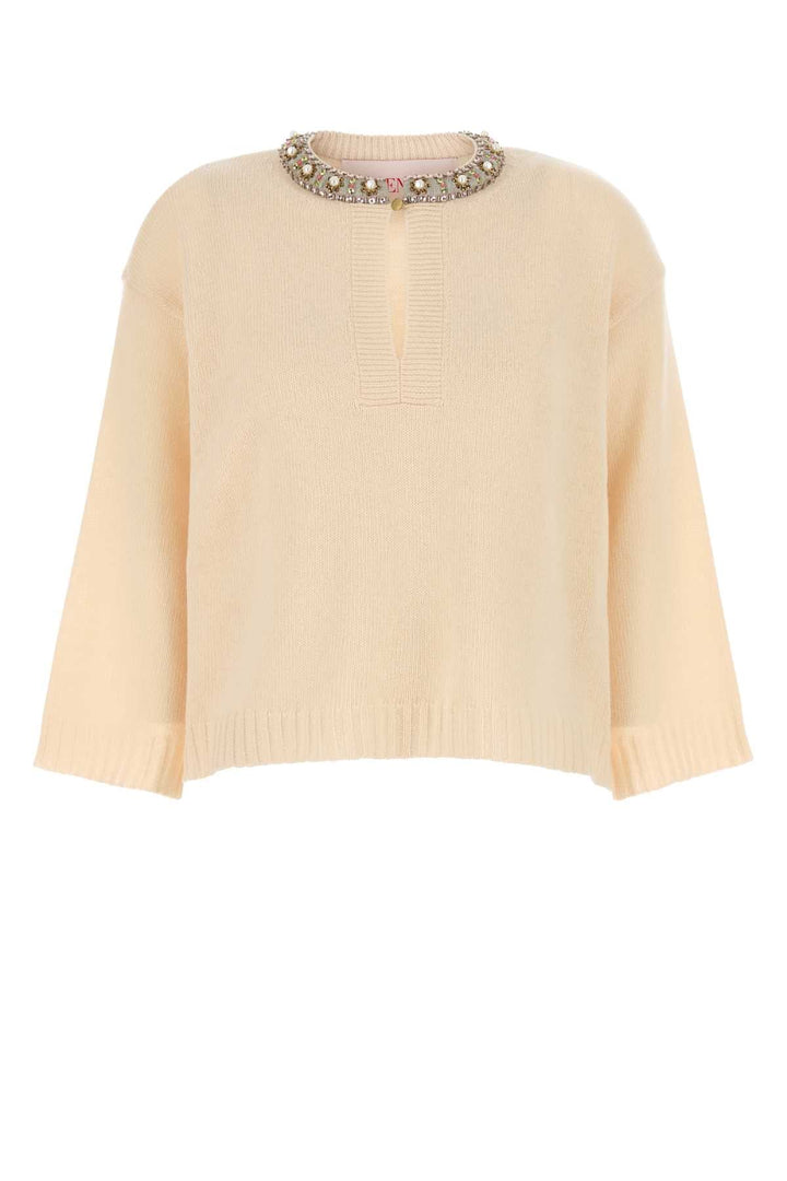 Valentino Garavani Women Cream Wool Sweater