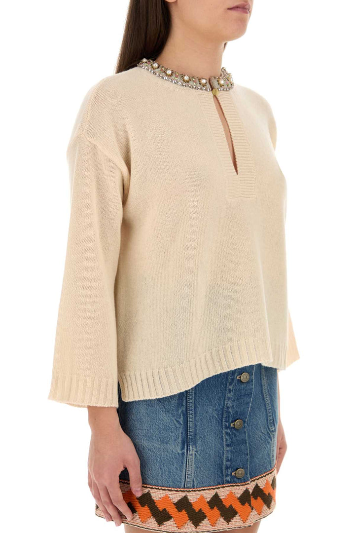 Valentino Garavani Women Cream Wool Sweater