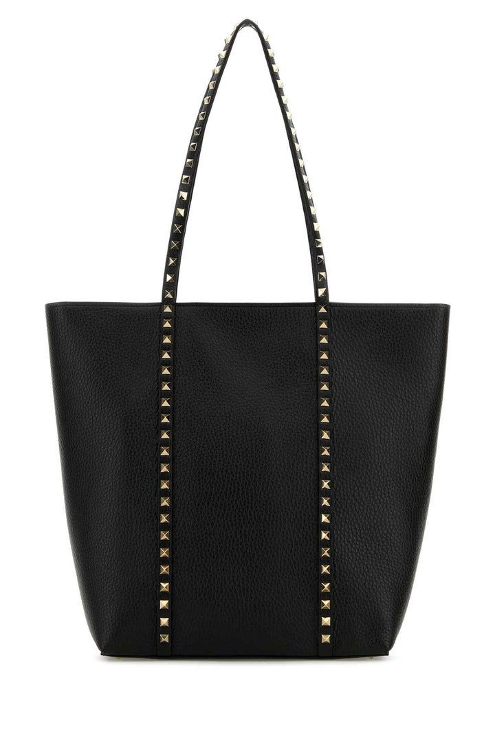Valentino Garavani Women Black Leather Rockstud Shopping Bag