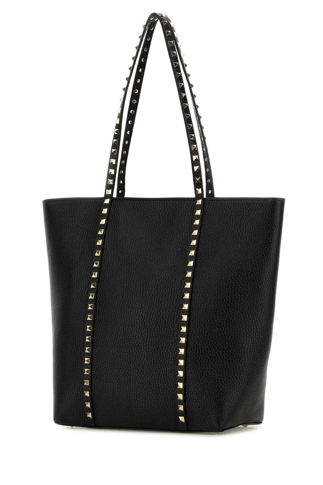 Valentino Garavani Women Black Leather Rockstud Shopping Bag