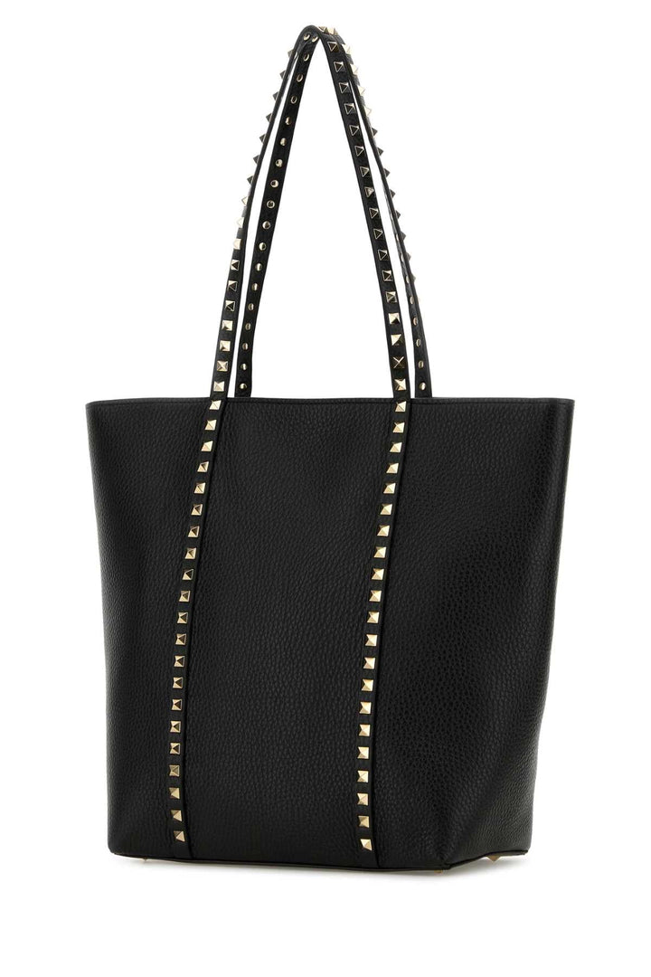 Valentino Garavani Women Black Leather Rockstud Shopping Bag