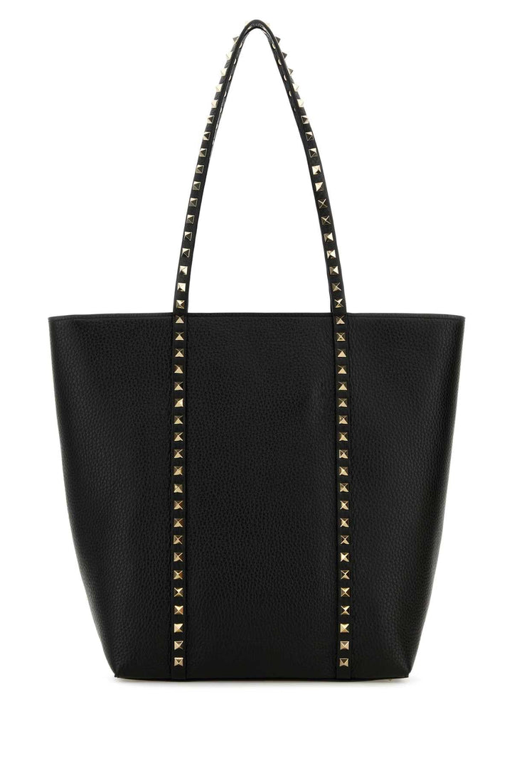 Valentino Garavani Women Black Leather Rockstud Shopping Bag