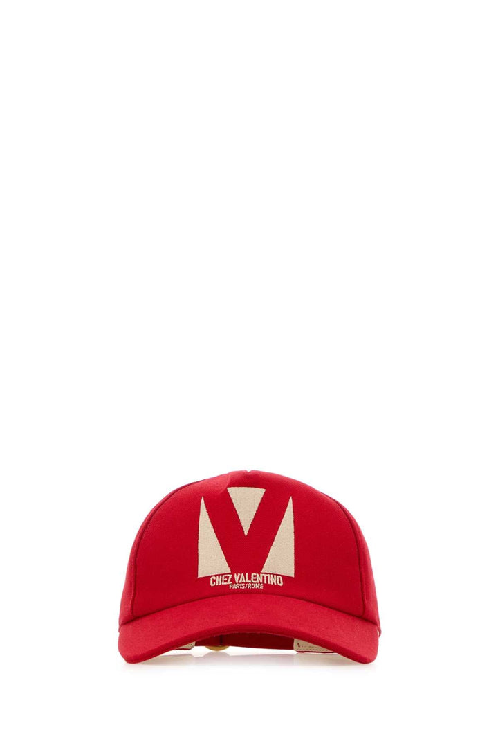 Valentino Garavani Women Red Cotton Baseball Cap