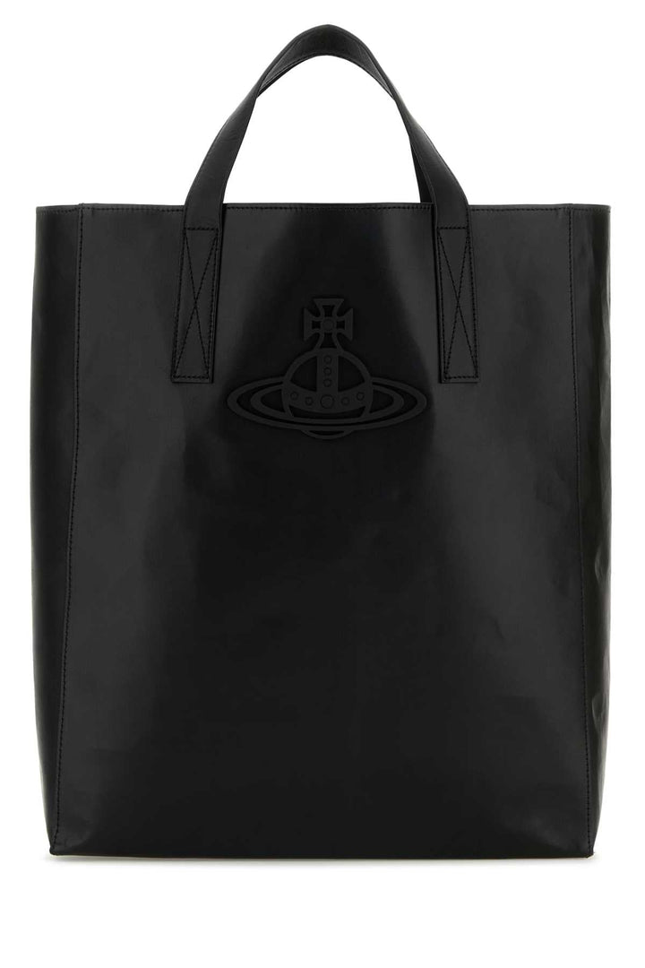 Vivienne Westwood Women Black Leather Medium Sarah Shopping Bag