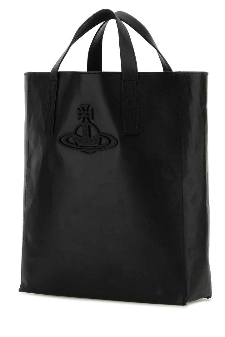 Vivienne Westwood Women Black Leather Medium Sarah Shopping Bag