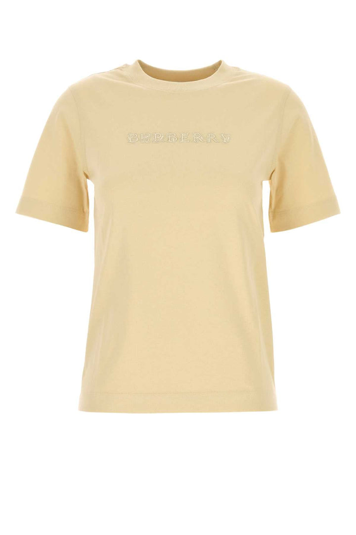Burberry Women Cream Cotton T-Shirt