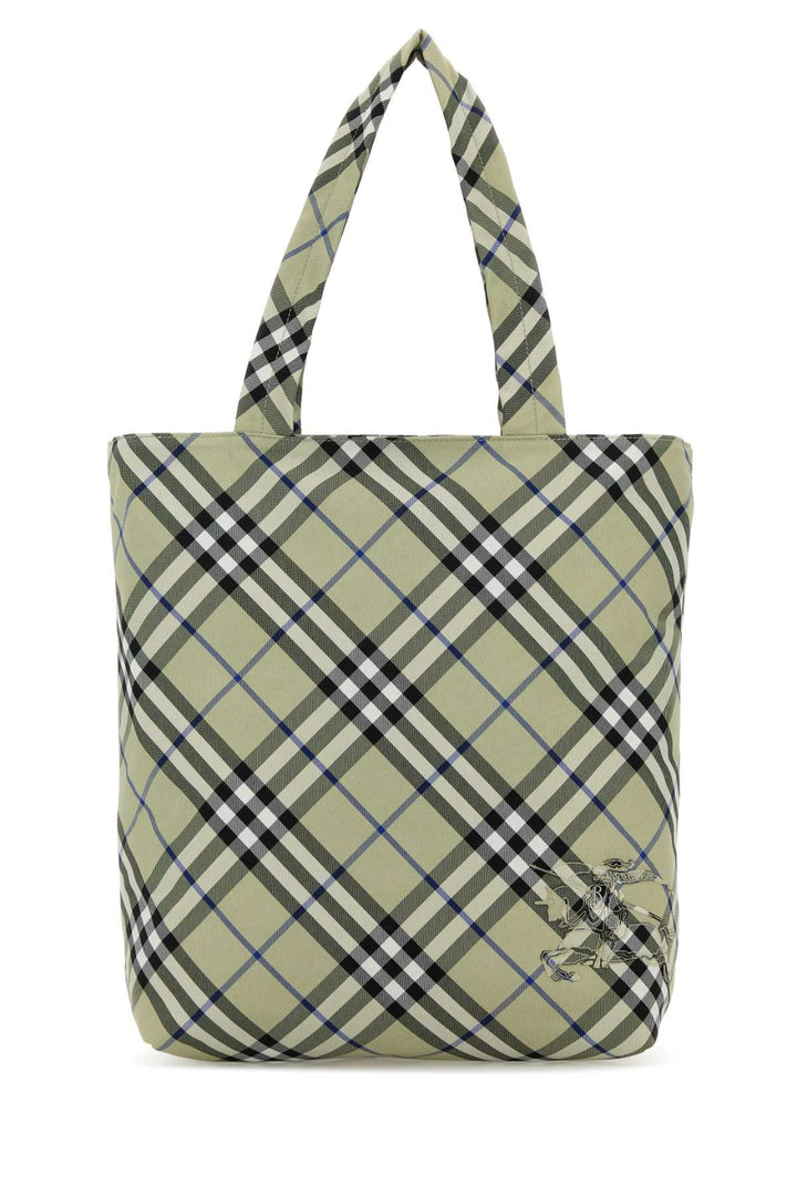 Burberry Men Embroidered Canvas Check Shopping Bag