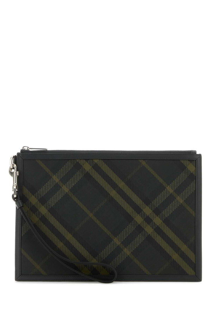 Burberry Men Embroidered Canvas Clutch