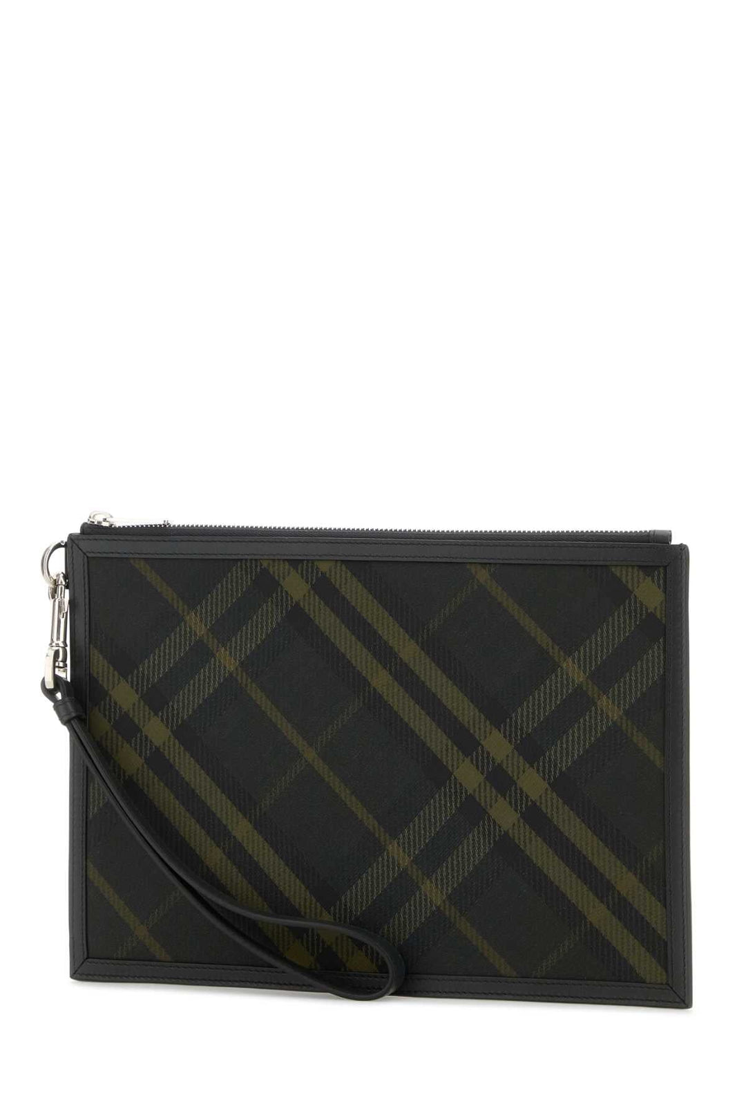 Burberry Men Embroidered Canvas Clutch