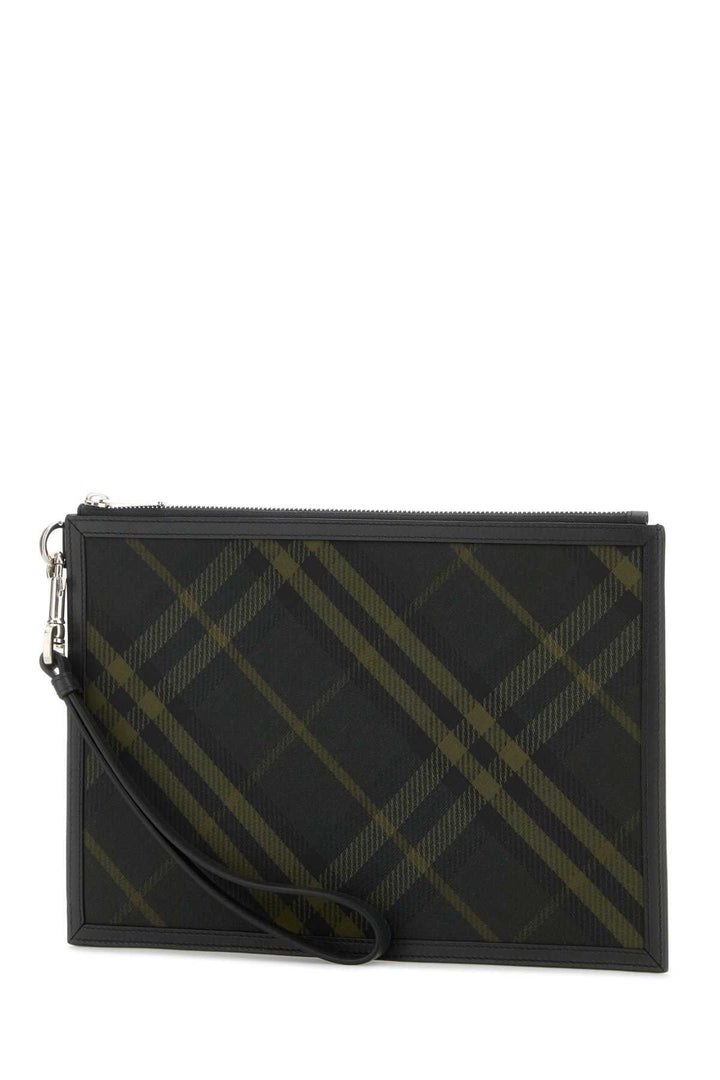 Burberry Men Embroidered Canvas Clutch