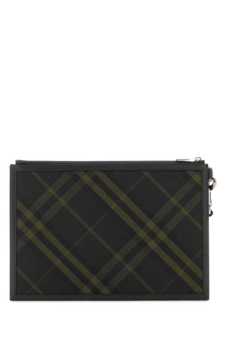Burberry Men Embroidered Canvas Clutch