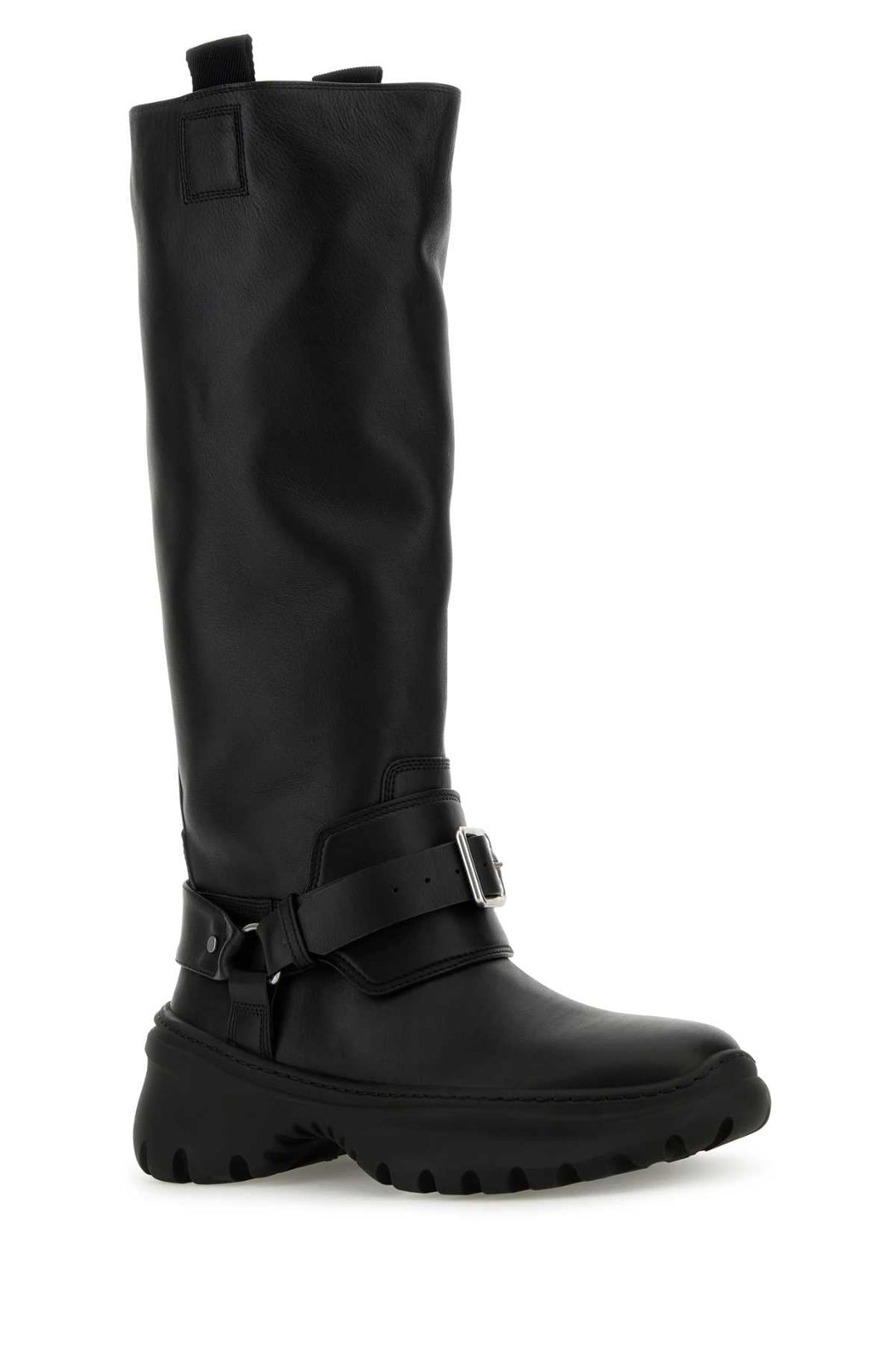 Burberry Women Black Leather Stomp Boots