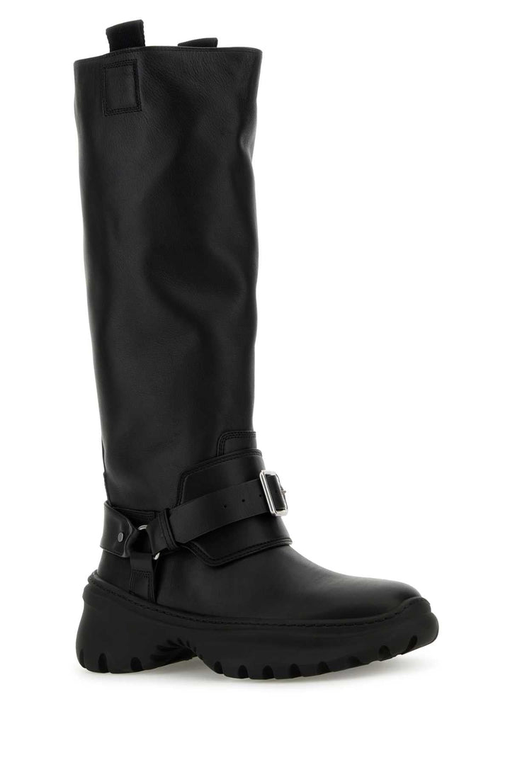 Burberry Women Black Leather Stomp Boots
