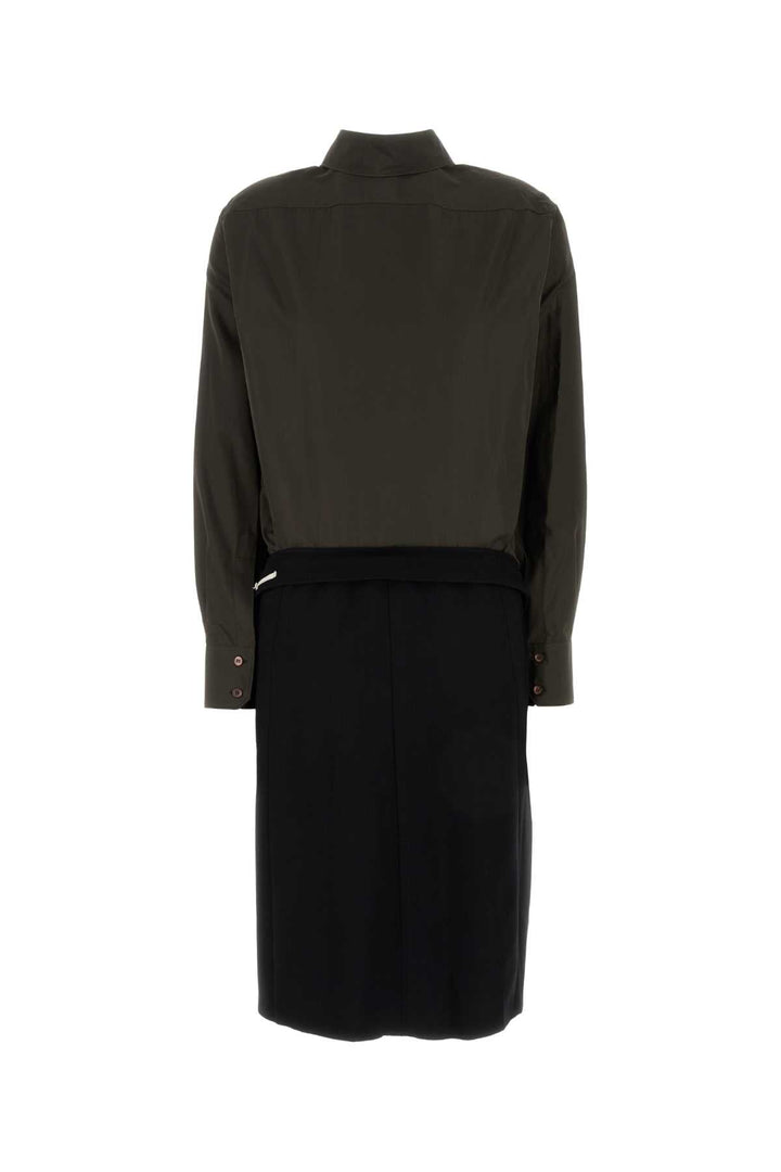 Maison Margiela Women Two-Tone Poplin And Wool Shirt Dress