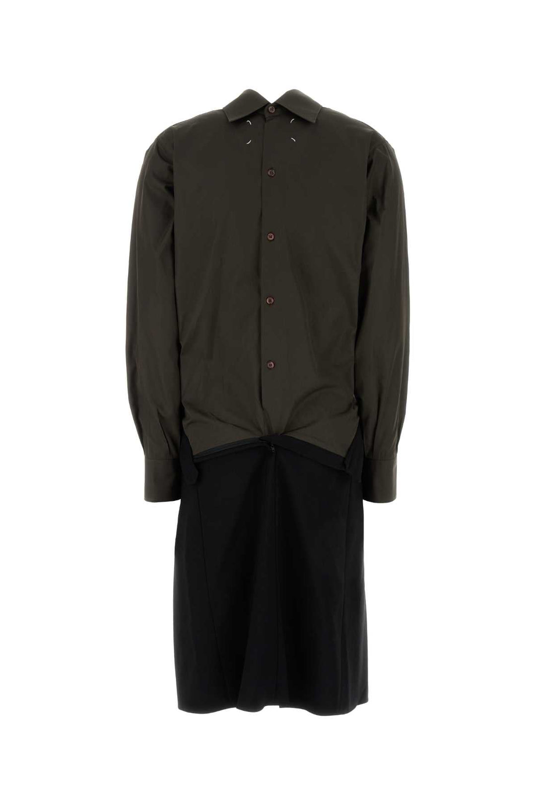 Maison Margiela Women Two-Tone Poplin And Wool Shirt Dress