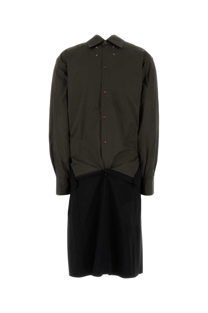 Maison Margiela Women Two-Tone Poplin And Wool Shirt Dress