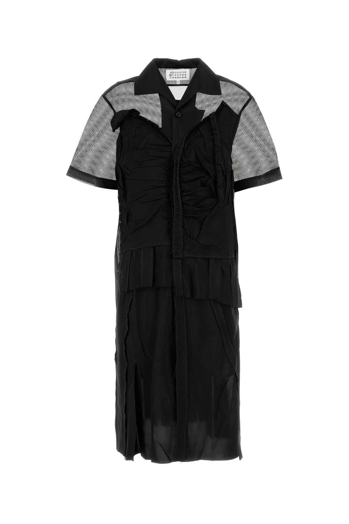 Maison Margiela Women Black Mesh Shirt Dress