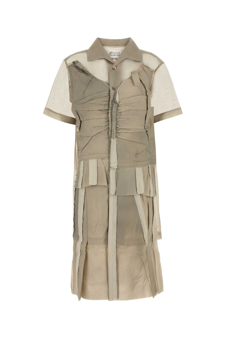 Maison Margiela Women Cappuccino Mesh Shirt Dress