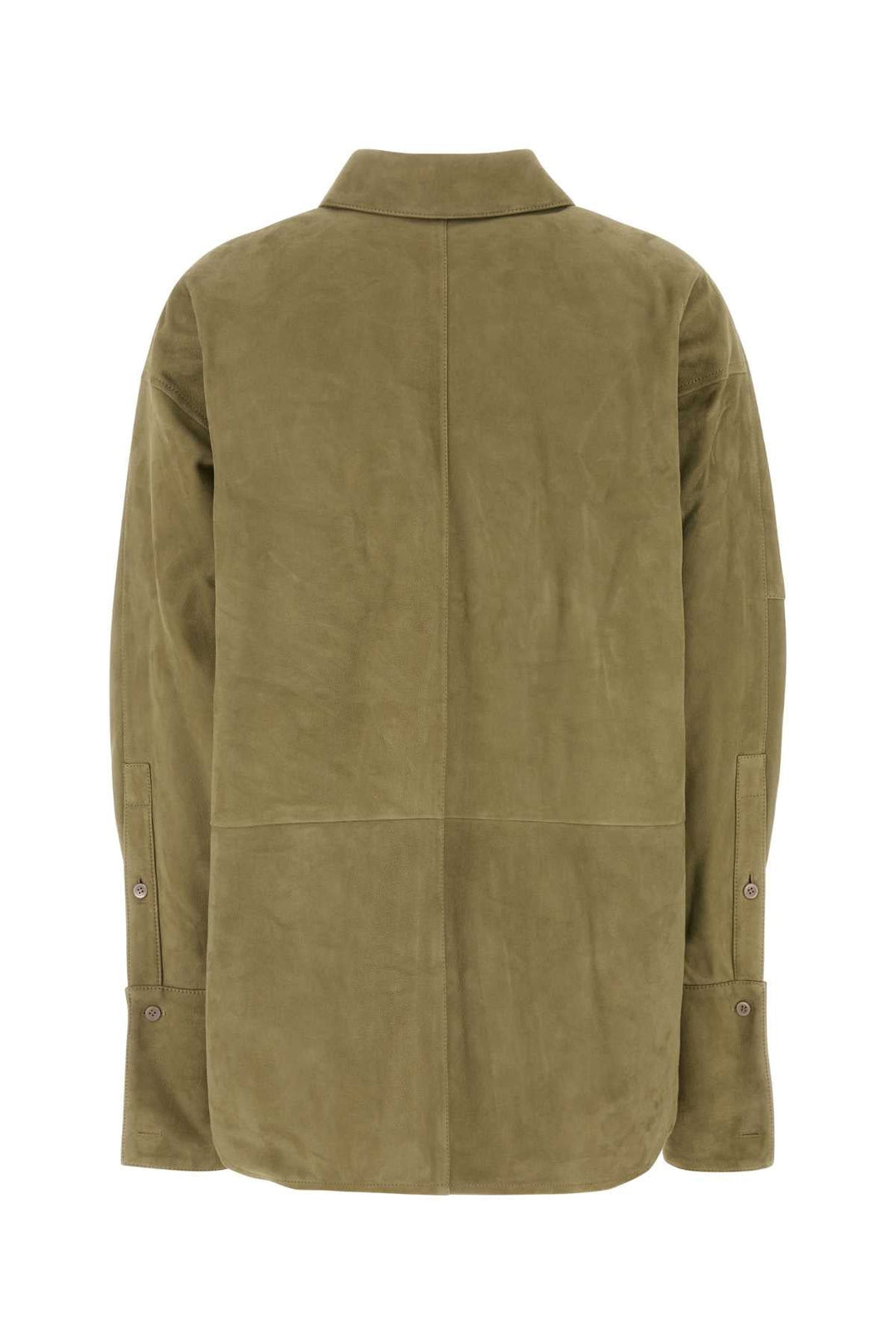Loewe Women Sage Green Suede Shirt