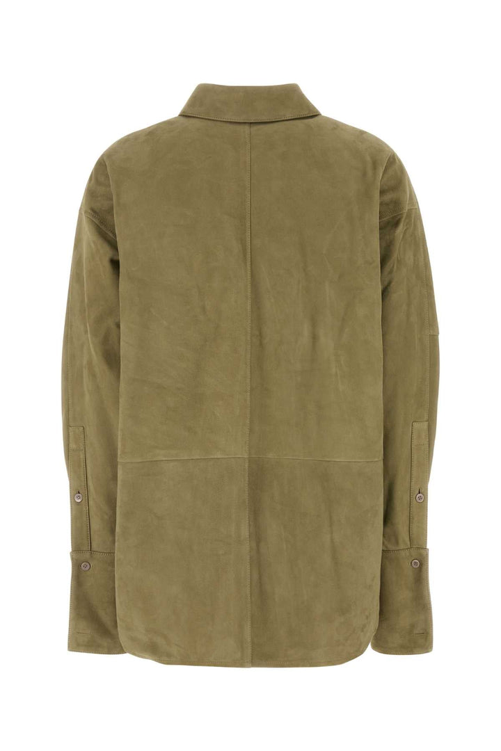 Loewe Women Sage Green Suede Shirt