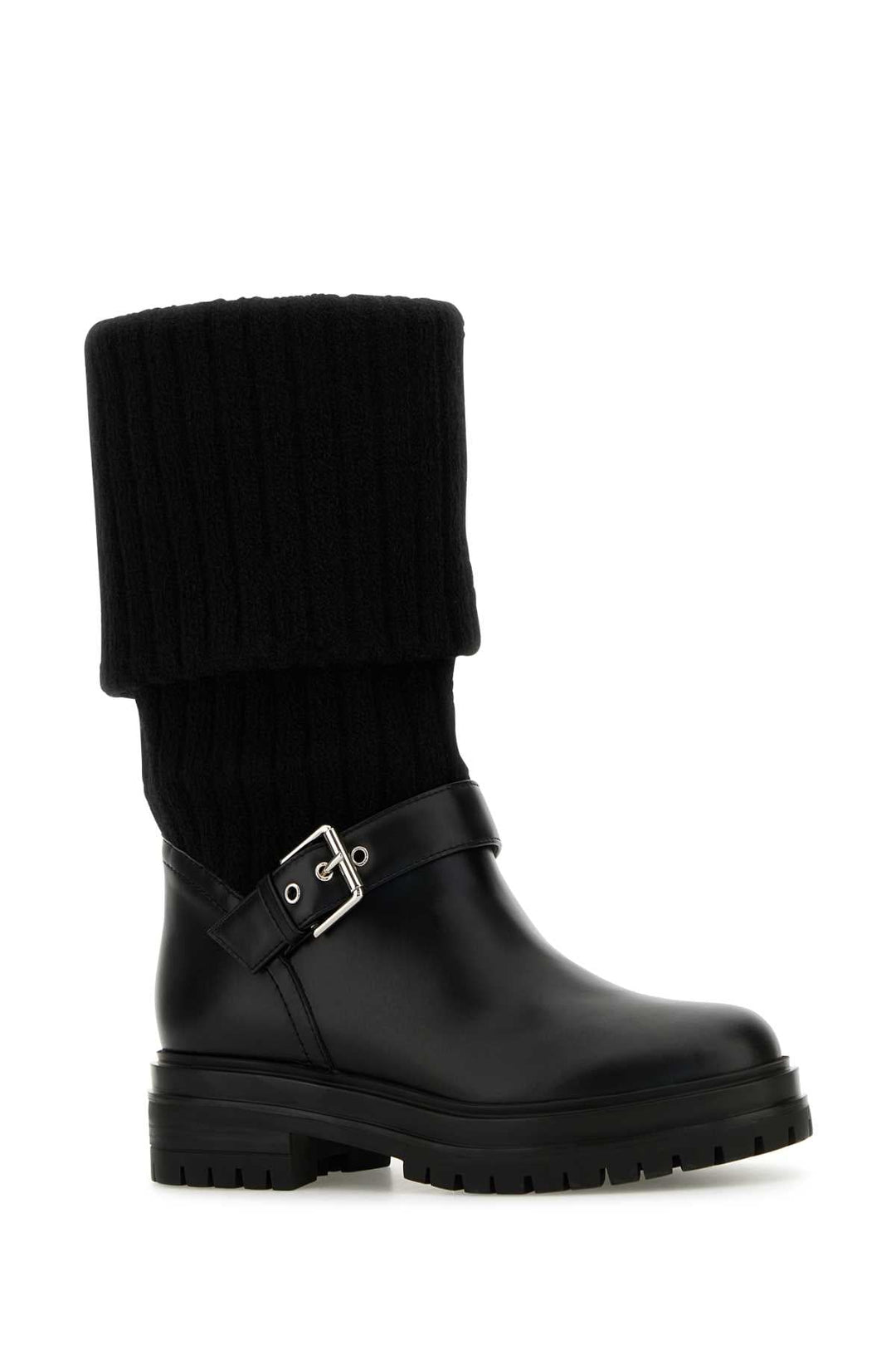 Gianvito Rossi Women Black Leather And Fabric Thurso Boots