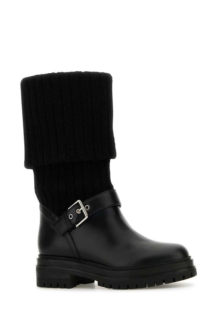 Gianvito Rossi Women Black Leather And Fabric Thurso Boots