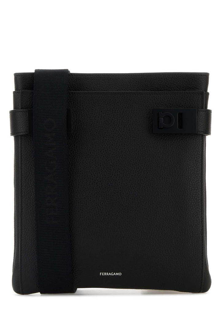 Salvatore Ferragamo Men Black Leather Crossbody Bag