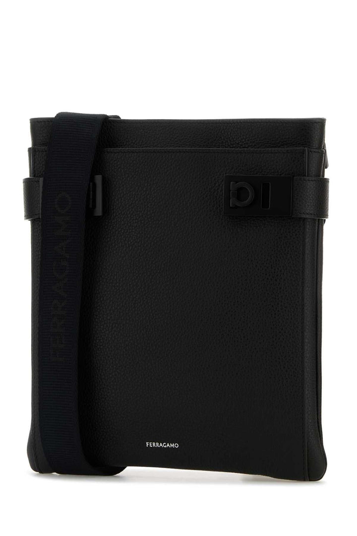 Salvatore Ferragamo Men Black Leather Crossbody Bag