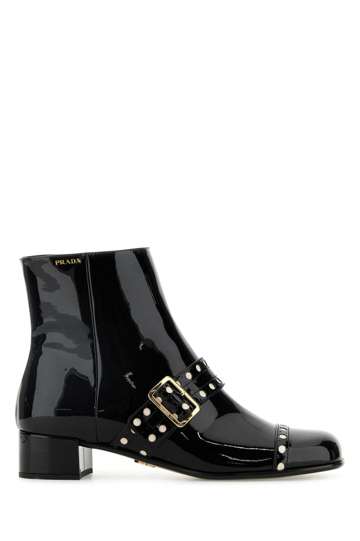 Prada Women Black Leather Ankle Boots
