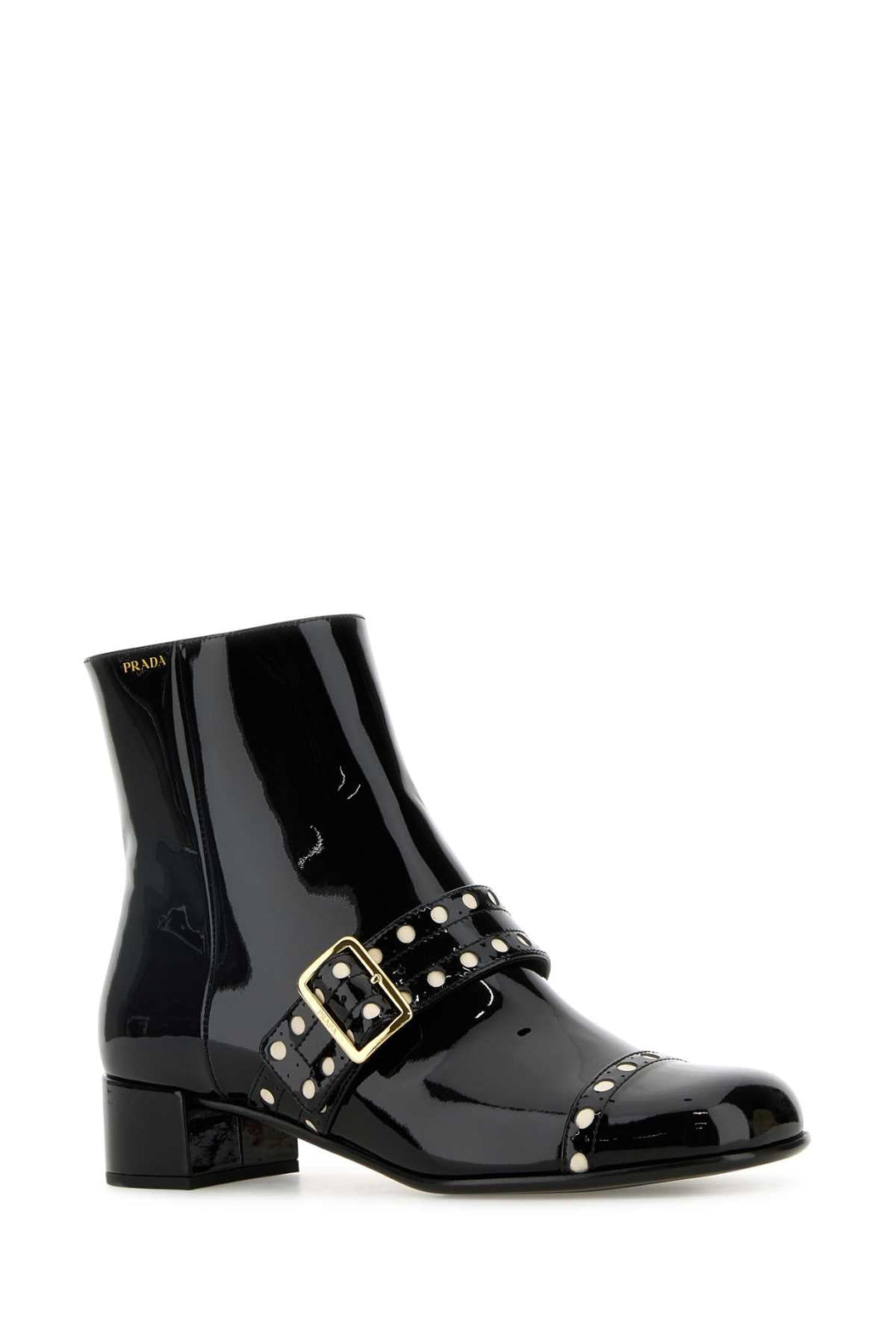 Prada Women Black Leather Ankle Boots