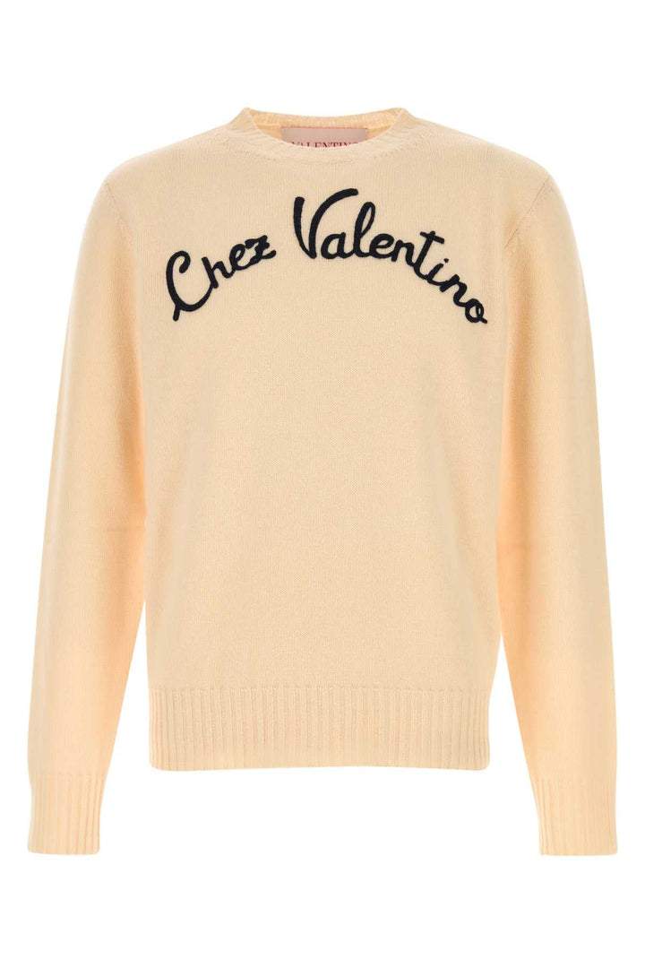 Valentino Garavani Men Cream Wool Sweater