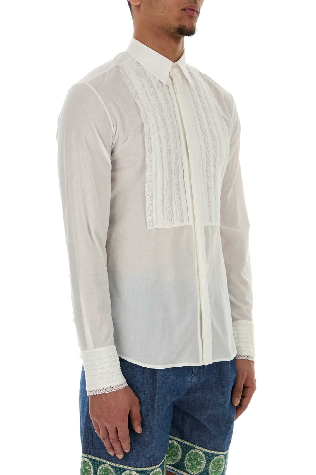 Valentino Garavani Men White Cotton Shirt