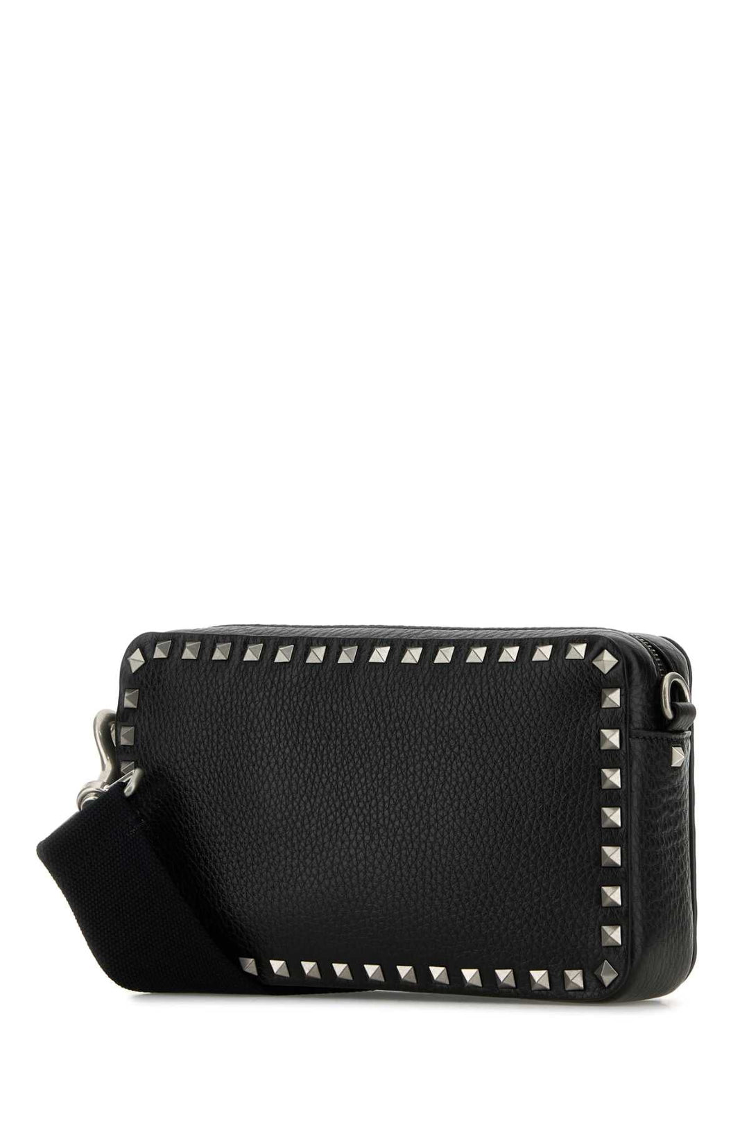Valentino Garavani Men Black Leather Rockstud Crossbody Bag