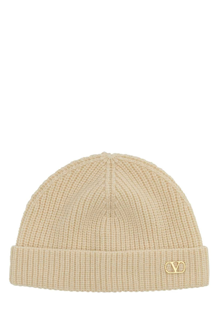 Valentino Garavani Men Sand Cashmere Beanie Hat