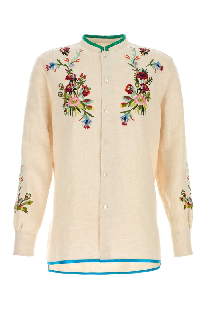 Valentino Garavani Men Ivory Linen Shirt
