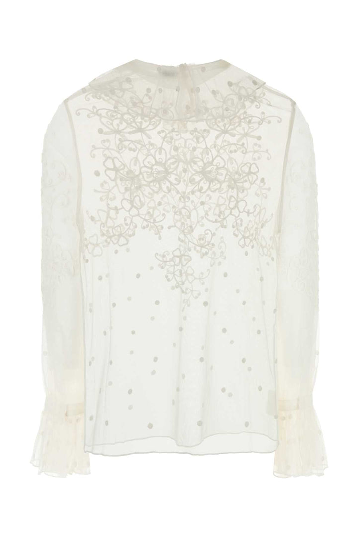 Bode Women White Mesh Middlemist Blouse