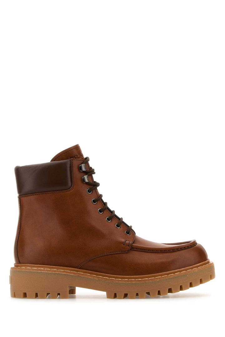 Prada Men Caramel Leather Ankle Boots