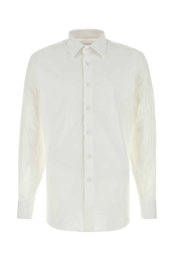Prada Men White Stretch Cotton Blend Shirt