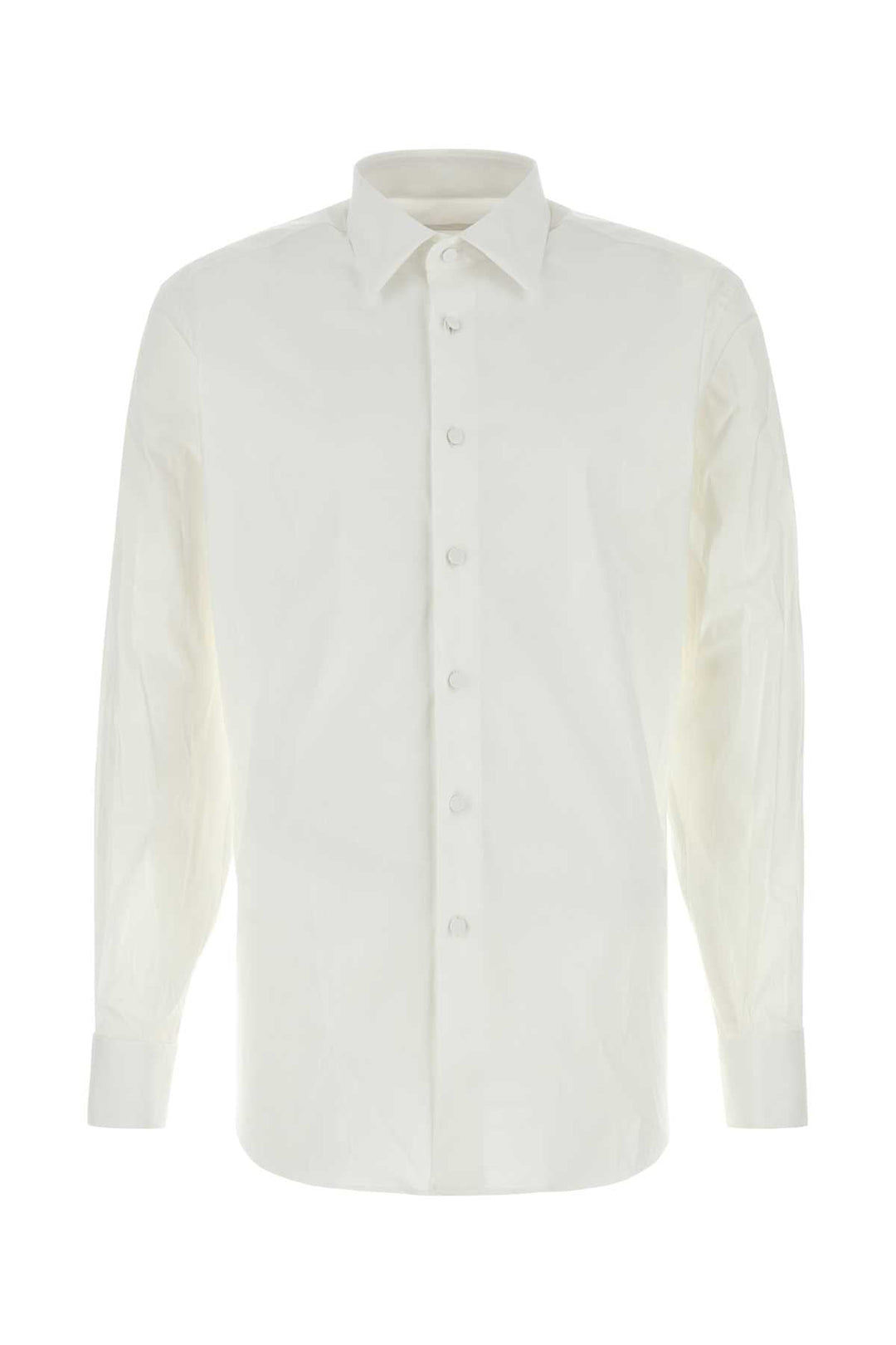 Prada Men White Stretch Cotton Blend Shirt