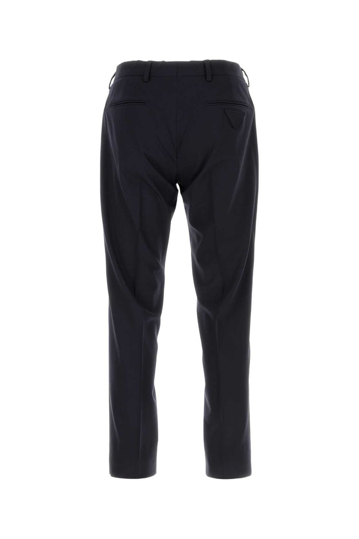 Prada Men Navy Blue Stretch Wool Pant
