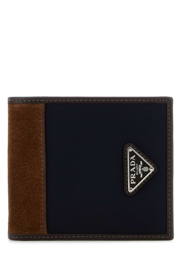 Prada Men Two-Tone Fabric And Suede Wallet